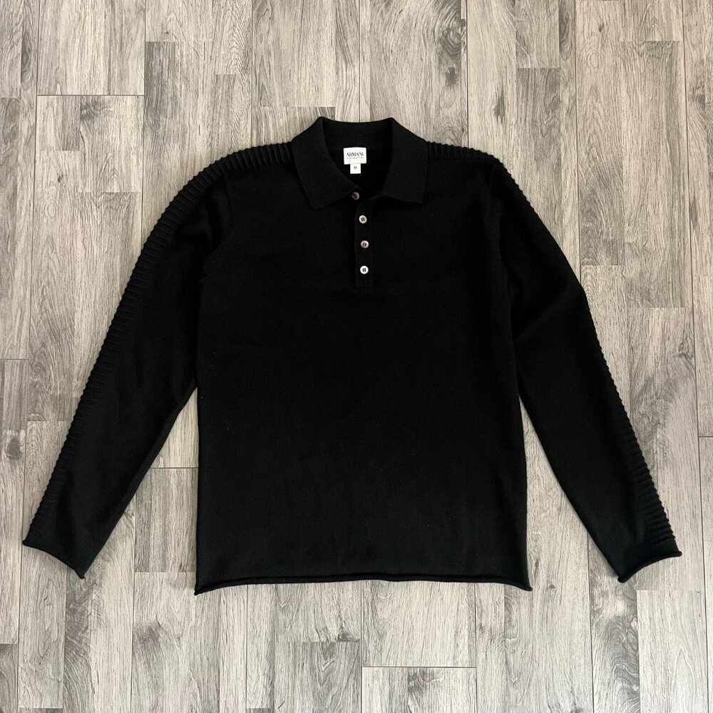ARMANI COLLEZIONI- 100% CASHMERE LONG SLEEVE POLO SWEATER MADE IN ITALY SZ M